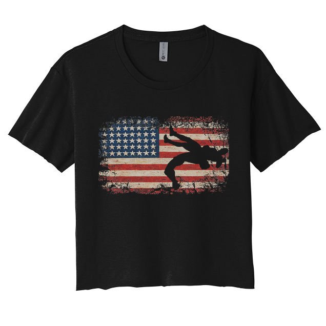 Usa Flag Wrestling American Flag Wrestling Wrestle Gift Crop Top