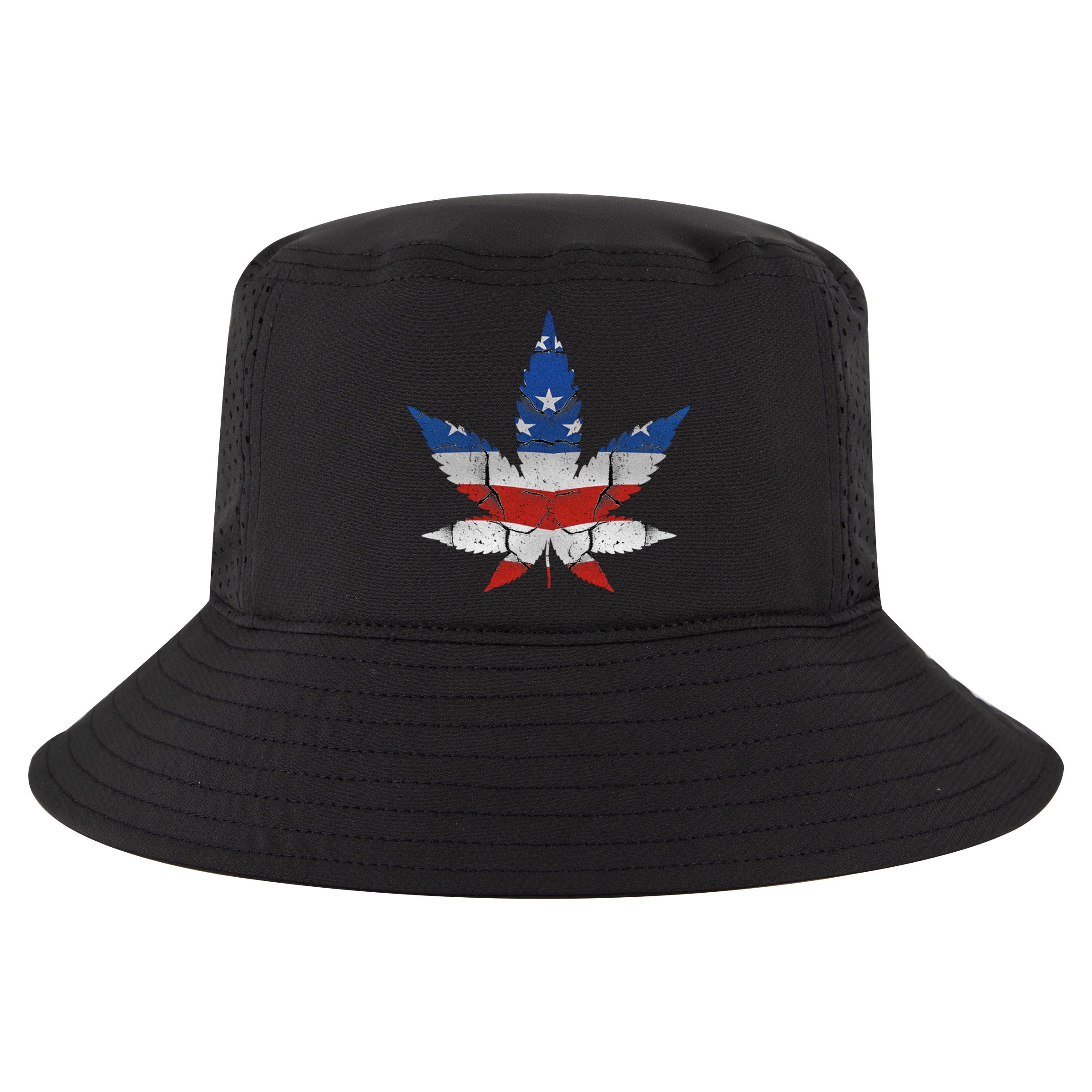 Usa Flag Weed Leaf Fourth Of July American Flag Marijuana Gift Cool Comfort Performance Bucket Hat