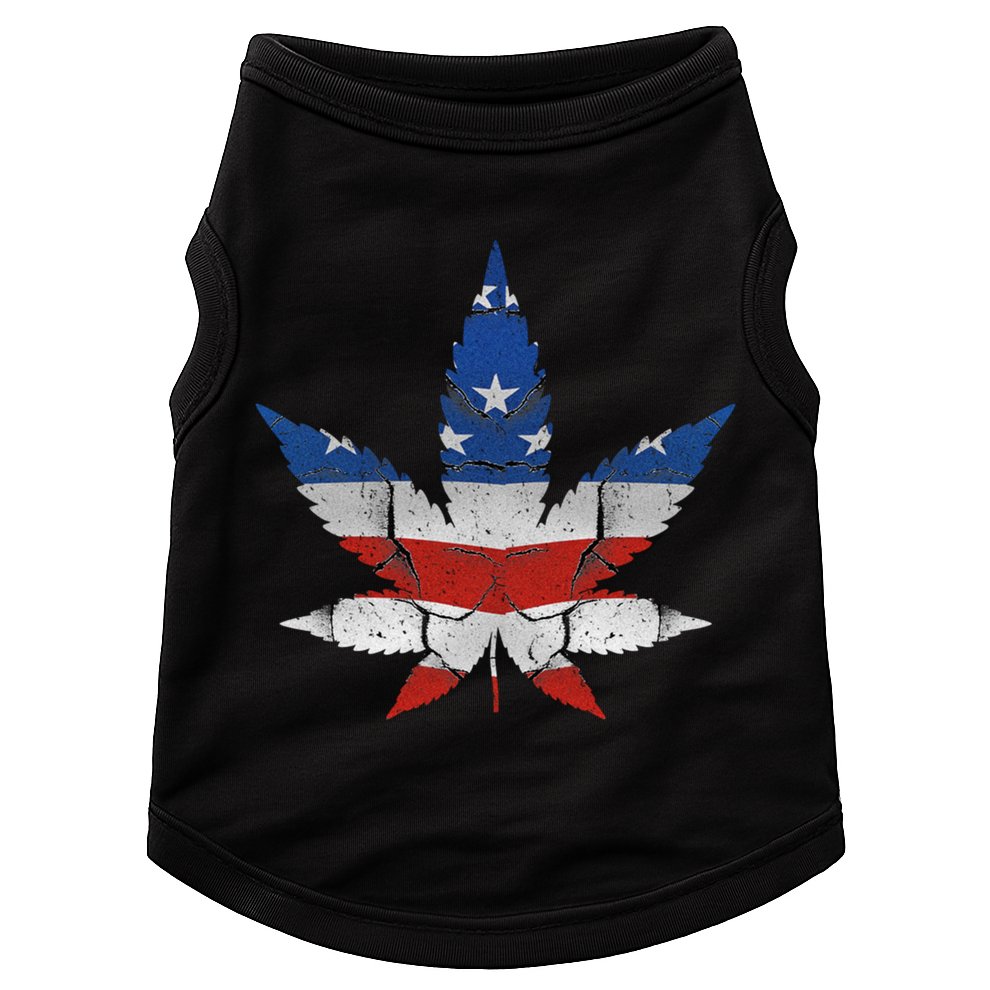 Usa Flag Weed Leaf Fourth Of July American Flag Marijuana Gift Doggie Tank