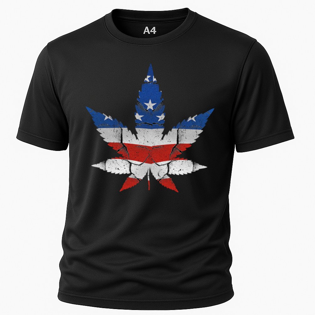 Usa Flag Weed Leaf Fourth Of July American Flag Marijuana Gift Performance Shirt