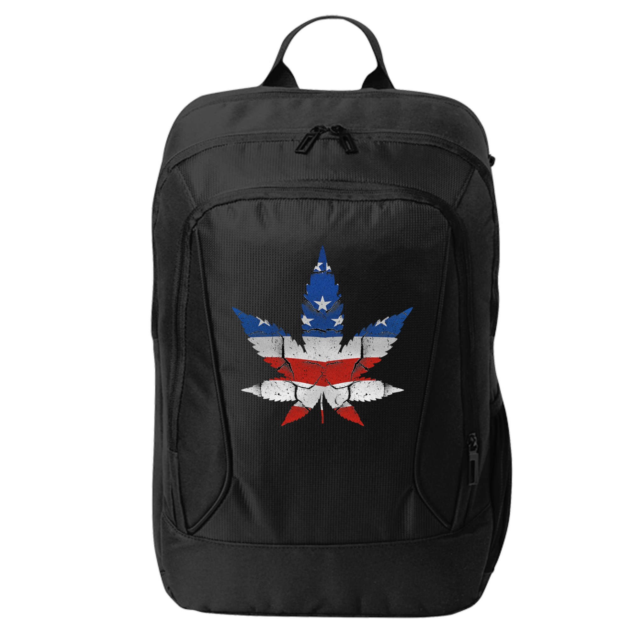 Usa Flag Weed Leaf Fourth Of July American Flag Marijuana Gift City Backpack