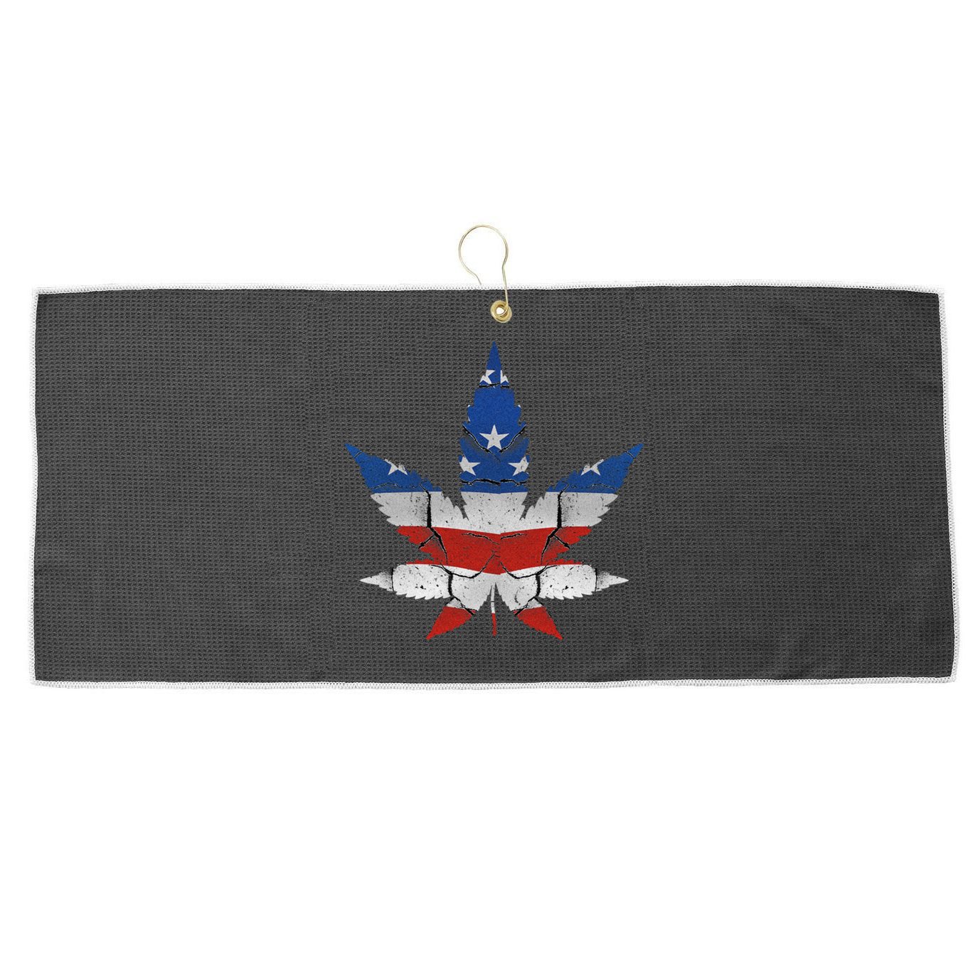 Usa Flag Weed Leaf Fourth Of July American Flag Marijuana Gift Large Microfiber Waffle Golf Towel
