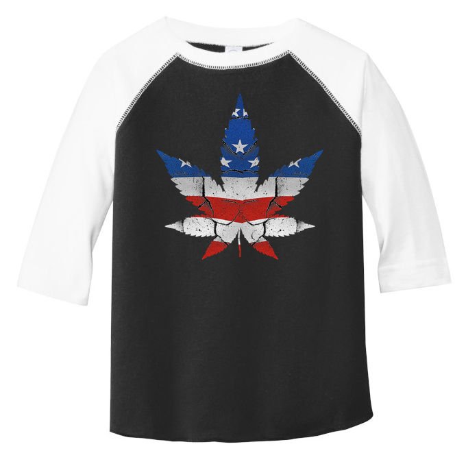 Usa Flag Weed Leaf Fourth Of July American Flag Marijuana Gift Toddler Fine Jersey T-Shirt