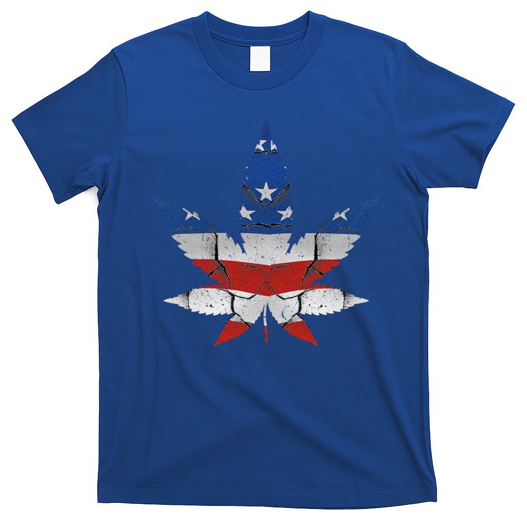 Usa Flag Weed Leaf Fourth Of July American Flag Marijuana Gift T-Shirt