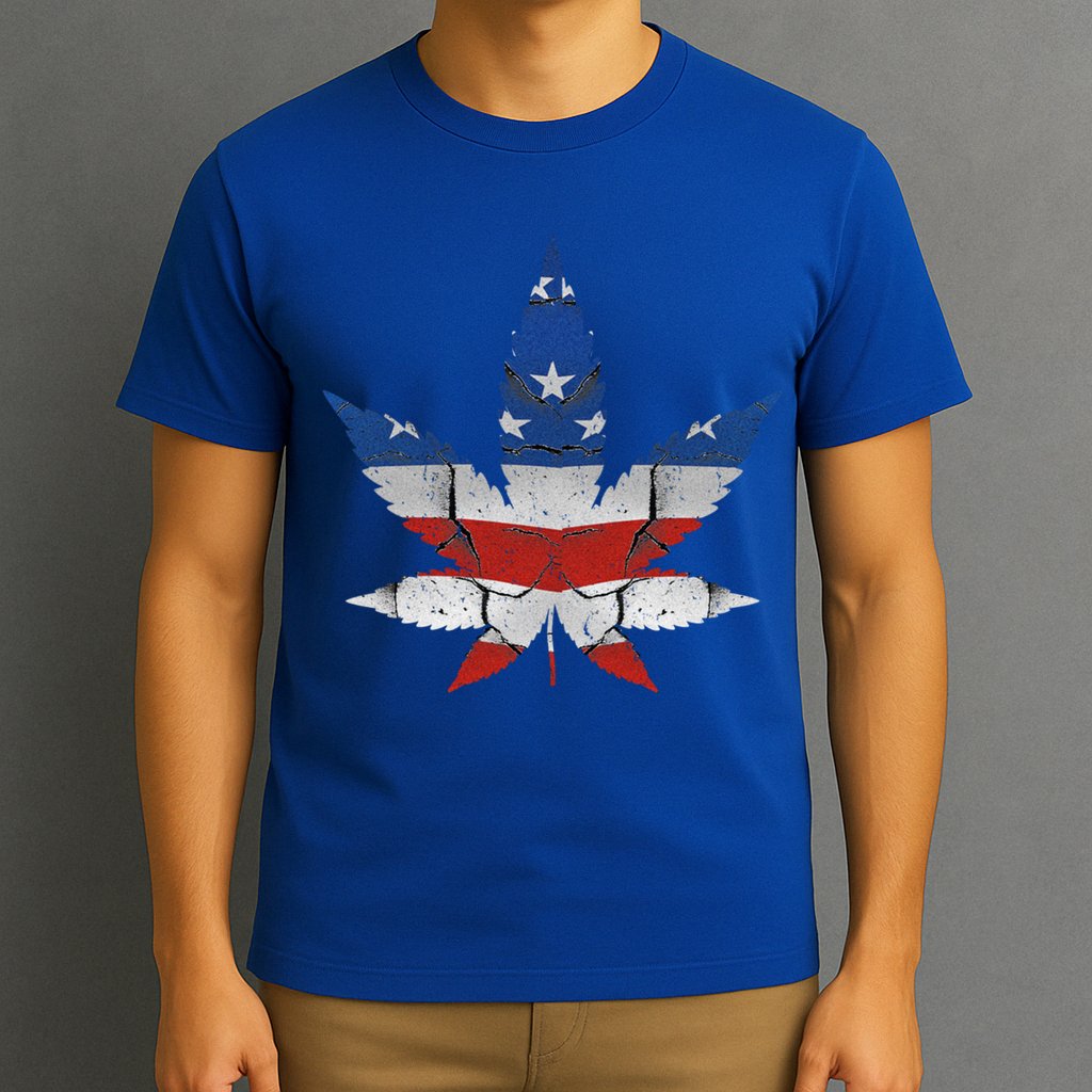 Usa Flag Weed Leaf Fourth Of July American Flag Marijuana Gift T-Shirt
