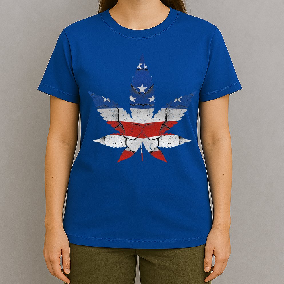 Usa Flag Weed Leaf Fourth Of July American Flag Marijuana Gift T-Shirt