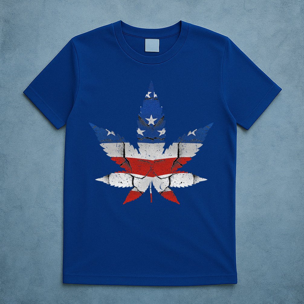 Usa Flag Weed Leaf Fourth Of July American Flag Marijuana Gift T-Shirt