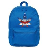 Usa Flag Weed Leaf Fourth Of July American Flag Marijuana Gift 16 in Basic Backpack
