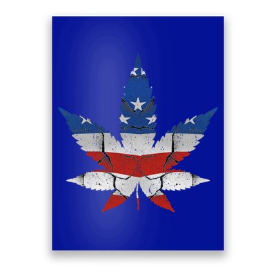 Usa Flag Weed Leaf Fourth Of July American Flag Marijuana Gift Poster