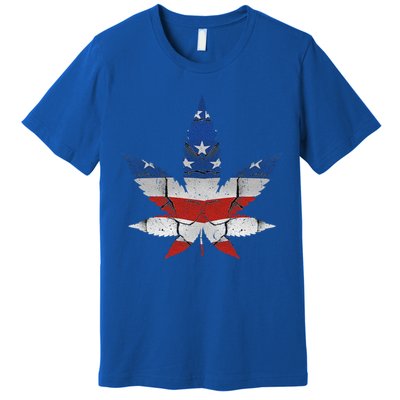 Usa Flag Weed Leaf Fourth Of July American Flag Marijuana Gift Premium T-Shirt