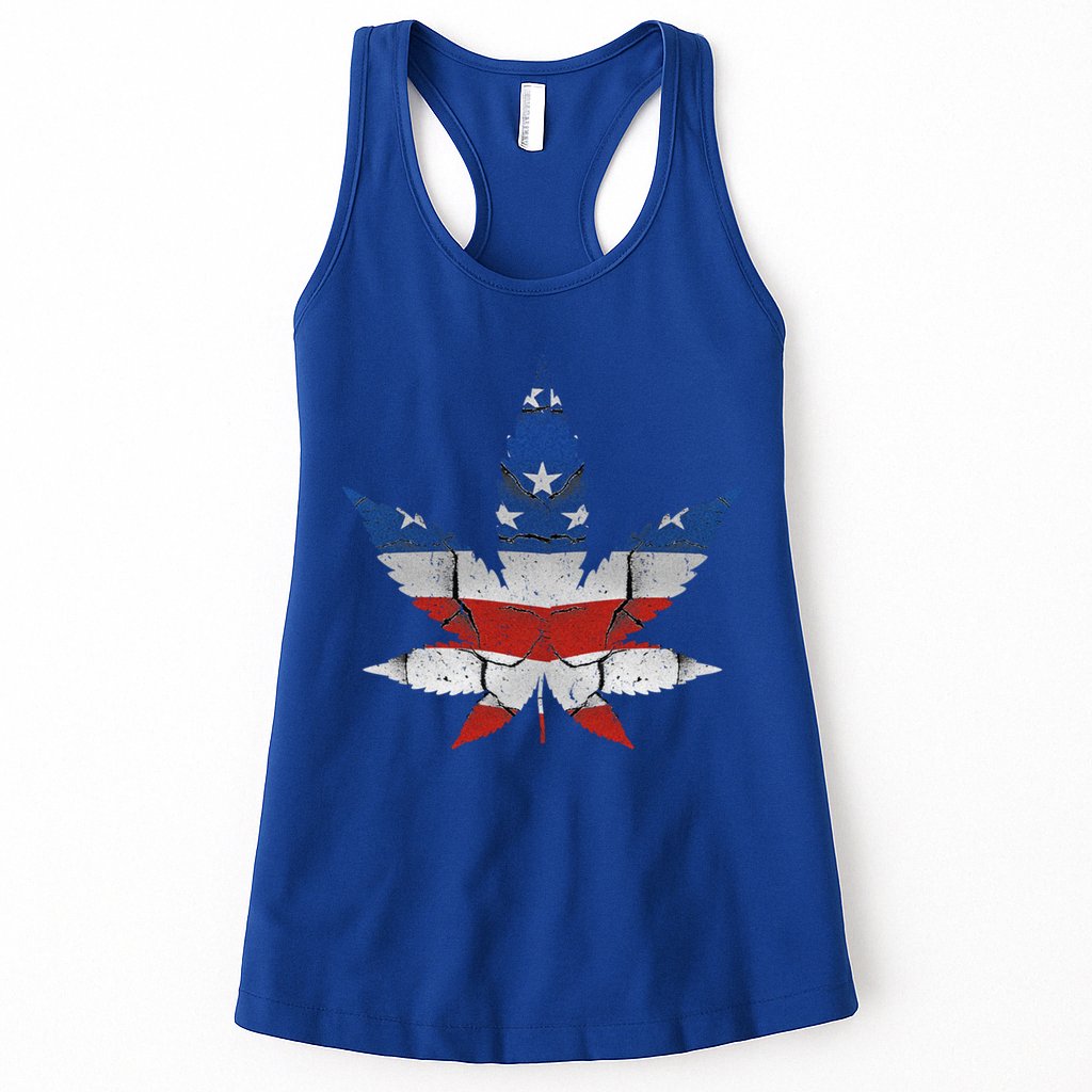 Usa Flag Weed Leaf Fourth Of July American Flag Marijuana Gift Womens Tank Top