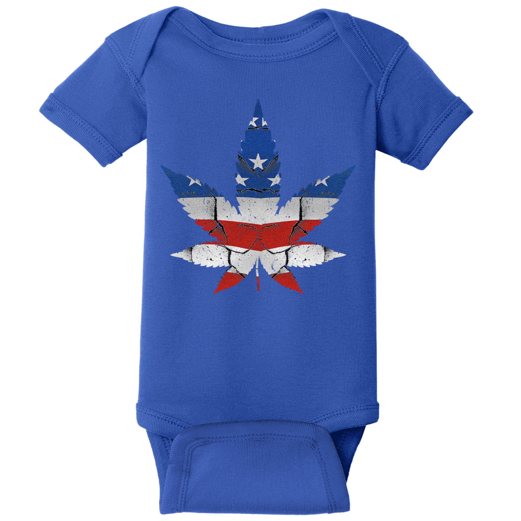 Usa Flag Weed Leaf Fourth Of July American Flag Marijuana Gift Baby Bodysuit