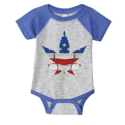 Usa Flag Weed Leaf Fourth Of July American Flag Marijuana Gift Infant Baby Jersey Bodysuit