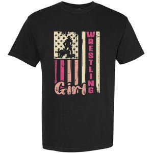 Us Flag Wrestling Girl Girl Wrestler Garment-Dyed Heavyweight T-Shirt