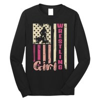 Us Flag Wrestling Girl Girl Wrestler Long Sleeve Shirt