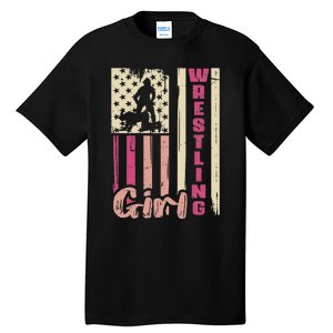 Us Flag Wrestling Girl Girl Wrestler Tall T-Shirt