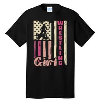 Us Flag Wrestling Girl Girl Wrestler Tall T-Shirt