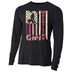 Us Flag Wrestling Girl Girl Wrestler Cooling Performance Long Sleeve Crew