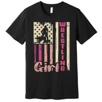 Us Flag Wrestling Girl Girl Wrestler Premium T-Shirt