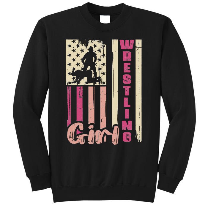 Us Flag Wrestling Girl Girl Wrestler Tall Sweatshirt