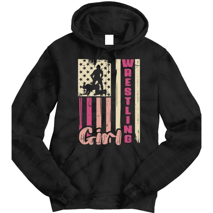 Us Flag Wrestling Girl Girl Wrestler Tie Dye Hoodie