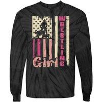 Us Flag Wrestling Girl Girl Wrestler Tie-Dye Long Sleeve Shirt