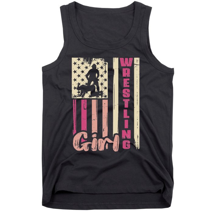 Us Flag Wrestling Girl Girl Wrestler Tank Top