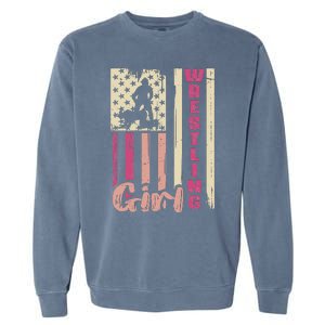 Us Flag Wrestling Girl Girl Wrestler Garment-Dyed Sweatshirt