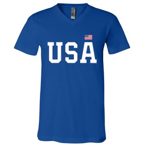 Usa Gift And Patriotic American Flag Unisex Gift V-Neck T-Shirt