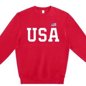 Usa Gift And Patriotic American Flag Unisex Gift Premium Crewneck Sweatshirt