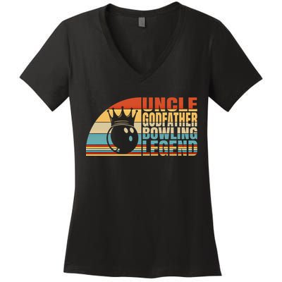 Uncle Godfather And Bowling Legend Bowling Uncle Gift Women's V-Neck T-Shirt