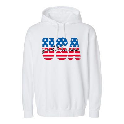 USA God Bless Patriot Celebration Garment-Dyed Fleece Hoodie