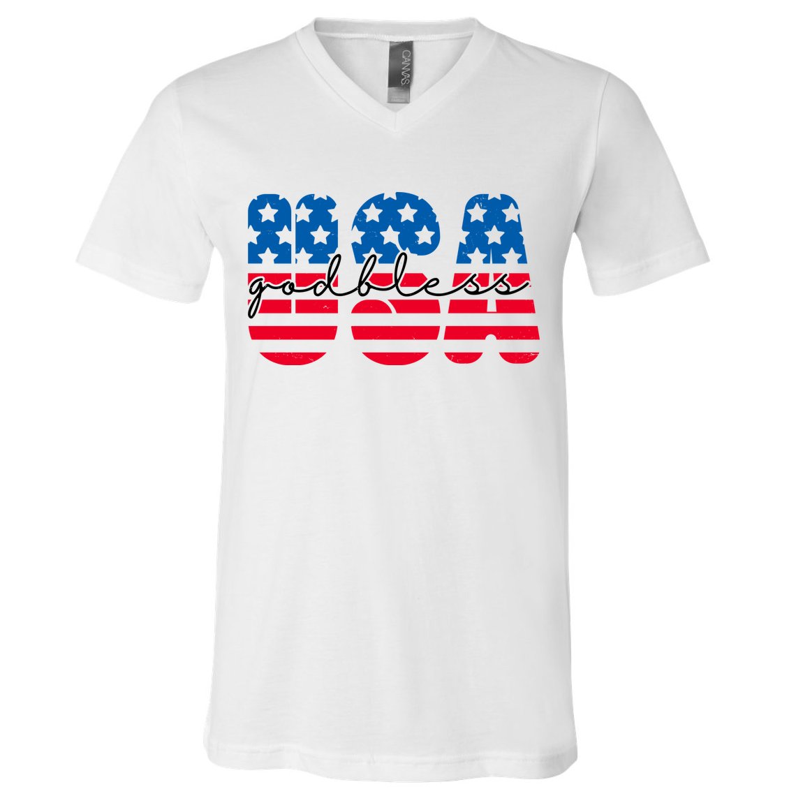 USA God Bless Patriot Celebration V-Neck T-Shirt