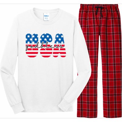 USA God Bless Patriot Celebration Long Sleeve Pajama Set