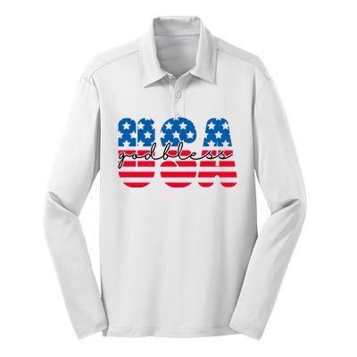 USA God Bless Patriot Celebration Silk Touch Performance Long Sleeve Polo