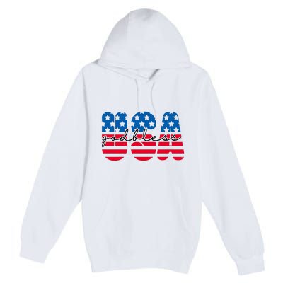 USA God Bless Patriot Celebration Premium Pullover Hoodie