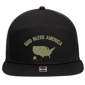 Usa God Bless America All 50 States Gift 7 Panel Mesh Trucker Snapback Hat