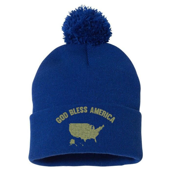 Usa God Bless America All 50 States Gift Pom Pom 12in Knit Beanie