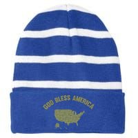 Usa God Bless America All 50 States Gift Striped Beanie with Solid Band