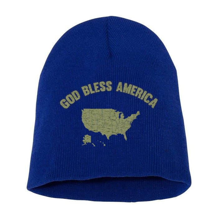 Usa God Bless America All 50 States Gift Short Acrylic Beanie