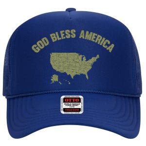 Usa God Bless America All 50 States Gift High Crown Mesh Back Trucker Hat