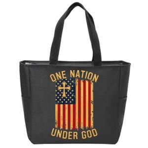 Under God Christian Patriotic Flag Zip Tote Bag