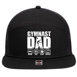 Unny Gymnast Dad Proud Gymnastics Father Humor Fathers Day 7 Panel Mesh Trucker Snapback Hat