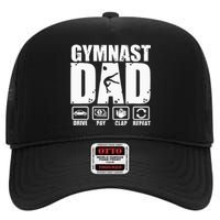 Unny Gymnast Dad Proud Gymnastics Father Humor Fathers Day High Crown Mesh Back Trucker Hat