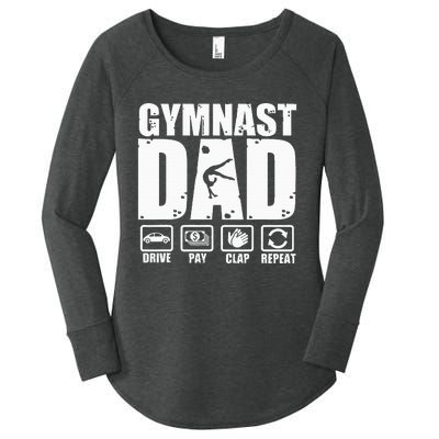 Unny Gymnast Dad Proud Gymnastics Father Humor Fathers Day Women's Perfect Tri Tunic Long Sleeve Shirt