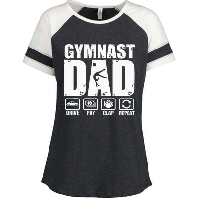 Unny Gymnast Dad Proud Gymnastics Father Humor Fathers Day Enza Ladies Jersey Colorblock Tee