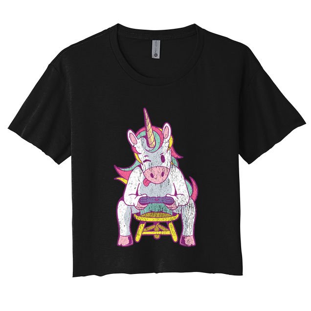 Unicorn Gift For Gamer Cute Gift Crop Top