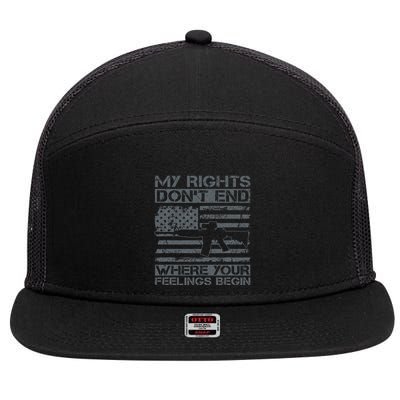 Usa Gun Flag My Rights DonT End Where Your Feelings Begin 7 Panel Mesh Trucker Snapback Hat