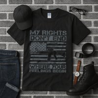 Usa Gun Flag My Rights DonT End Where Your Feelings Begin Tall T-Shirt