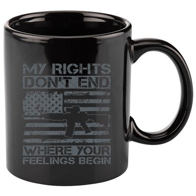 Usa Gun Flag My Rights DonT End Where Your Feelings Begin 11oz C Handle Ceramic Mug